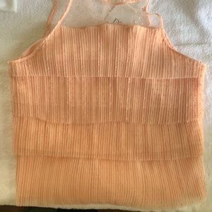 NWT DR2 top blouse sleeveless dressy holidays peach size L
